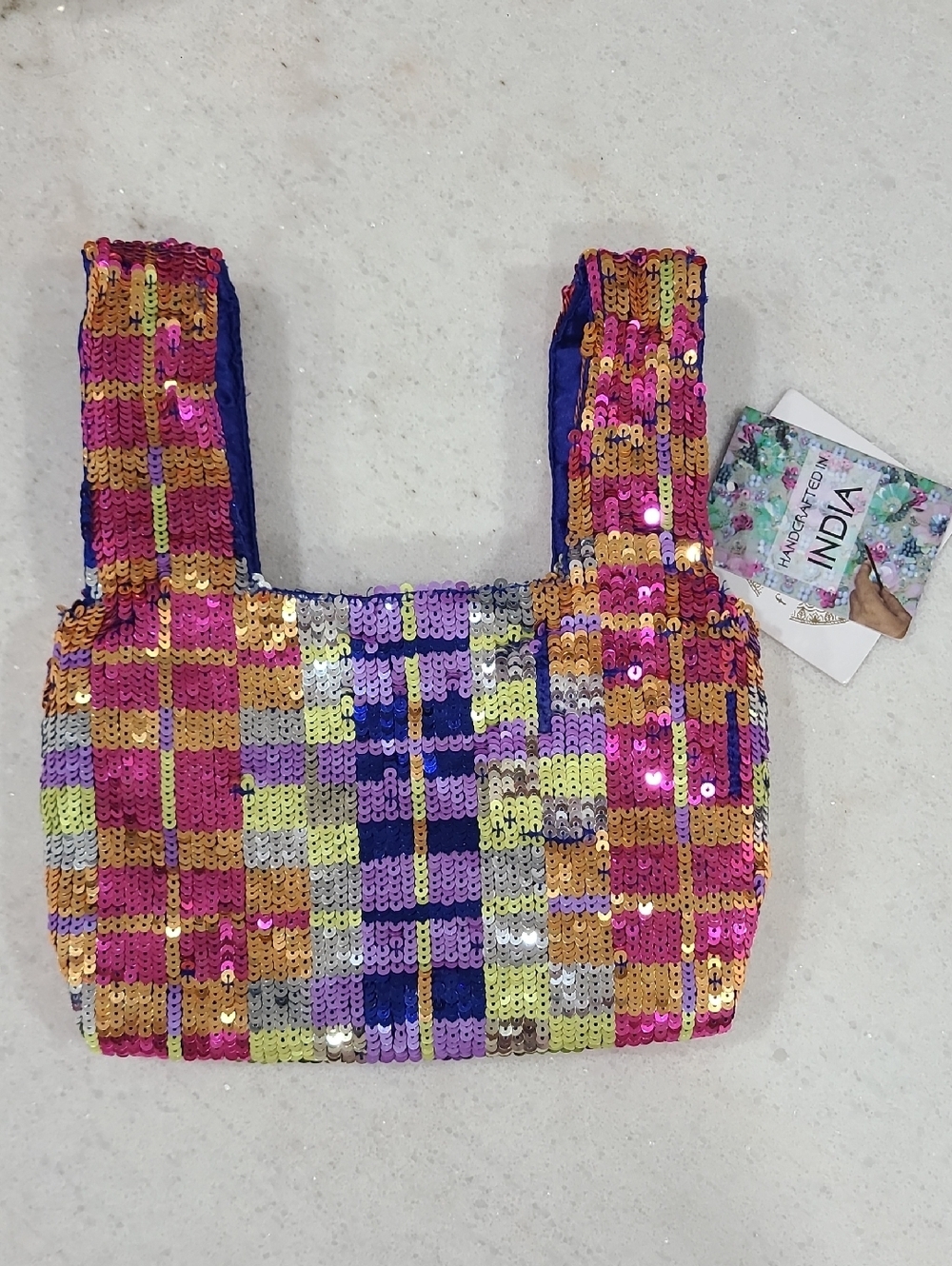Handcrafted Multicolor Sequin Mini Bag - India